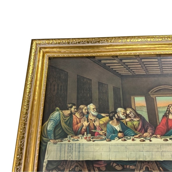 Vtg Last Supper Licensed Enhanced Print Illinois Moulding USA 22.5x14.5” Framed - Picture 4 of 11